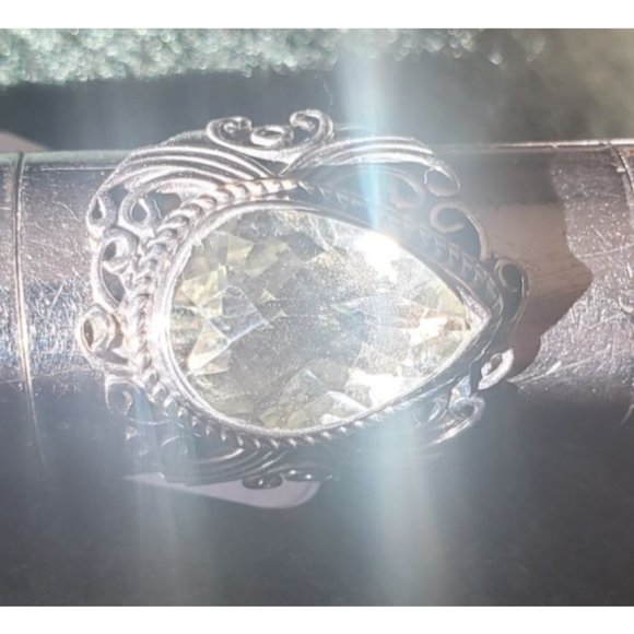 Sterling Silver 6CT Prasiolite pear-shaped ring Sz 6.25 NWT - Picture 5 of 6